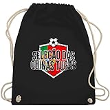 Shirtracer Fussball EM 2021 Fanartikel - Portugal-Seleção das Quinas Tugas Vintage - Unisize - Schwarz - vintage+sportbeutel - WM110 - Turnbeutel und Stoffbeutel aus Baumw