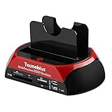 Tccmebius TCC-S862-DE USB 2.0 zu SATA IDE Dual-Bay HDD Festplatte Docking-Station mit Kartenleser und USB 2.0-Hub für 2.5 3.5 Zoll IDE SATA I/II/III HDD SSD