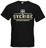 Schweden Sverige T-Shirt Fanshirt Nation EM-2021 Schwarz XL