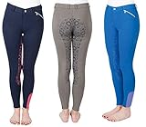 PFIFF Mädchen Reithose Zahra Vollbesatz Silikon Grip, Grau/Blau, 122, 102604-226-122