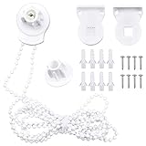 Rollo-Armaturen, 25 mm Rollo Klemmfix Ersatzteil, Plastik Rollo Beschläge Armaturen Ersatz reparatur Set mit Wulstkette Schrauben für Klemmfix-Rollos und Doppelrollo, Weiß