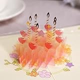 Geburtstagskuchen mit Kerzen Pop Up Grußkarte, Handgemachte 3D Blumen Schleife Geburtstagskarten Geschenk für Familien F