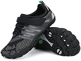 SAGUARO Kinder Barfussschuhe Jungen Aquaschuhe Mädchen Trekkingschuhe rutschfest Traillaufschuhe Atmungsaktiv Fitnessschuhe Outdoor Sportschuhe Schwarz B Gr.35