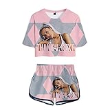 nuannuan 3D-Druck Ariana Grande T-Shirt + Shorts Mädchen Sportswear Süßes Top + Shorts Süße Sängerin Mädchen Lange Dame Lässig Lose XS-XXL