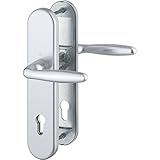 HOPPE Haustür Eingangstür Drückergarnitur VERONA - DIN-Norm Entfernung 92mm, silber eloxiert, Langschild Profilzylinder für Türstärke 67-72mm, ohne Kernziehschutz, Prüfung: RC2 nach EN 1906, 1 Stück Sicherheitsbeschlag