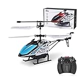 RC Einsteiger Hubschrauber LED Licht Alloy Mini Ferngesteuerter Helikopter 3.5 Kanäle Robustes Hubschrauber Mit Gyro Höhe Halten, Einfach Zu Fliegen (Color : 3.5 Channel-Blue)