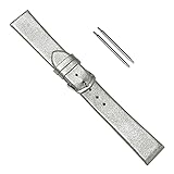 Uhrbanddealer Unisex Uhrenarmband 18mm Ersatzband Silber Trend Leder Metallic Set 171918