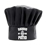 Kochmützen für Herren, lustig, schwarz, „Daddio of the Patio“, Kochmütze, verstellbar, Geschenkidee für Vater, Geburtstag, Vatertag, W