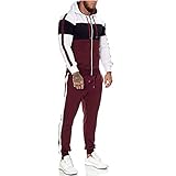 Sonojie Herren Trainingsanzug, Zweiteilige Jacke Jogginganzug, Stripe Sportanzug mit Kapuze Jogging Anzug Hoodie-Sporthose Jogging-Anzug Trainings-Anzug Jogging-Hose Sport Sportwear Warm Casual Anzug