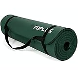 TOPLUS Yogamatte, verdickte, rutschfeste Gymnastik- und Pilates-Matte, klassische Profi-Fitnessmatte, NBR Gymnastikmatte mit Tragegriff, 183 x 61 x 1 cm, dunkelgrü