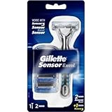 Gillette Sensor Excel Rasierer Herren mit Doppelklinge für eine glatte und komfortable Rasur, Rasierer + 3 Rasierkling