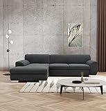 DOMO. collection Nika Eckcouch mit Schlaffunktion in L-Form, Sofa Eckgarnitur, Ecksofa Webstoff, grau, 277x156x78