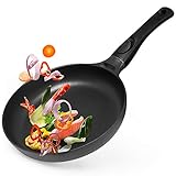 Gotoll Bratpfanne 24 cm Induktion, Steakpfanne mit abnehmbarem Griff, Pfanne Grillpfanne beschichtet ideal für scharfes Anbraten und Spiegeleier, BPA Frei, Aluminiumg