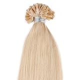 Beauty7-50 STK Echthaarstraehnen Remy Echthaar Haarverlaengerung von U-tips 45cm 0,5g Bonding Echthaar Extensions Straehnen 18 Zoll Mitteles Goldblond #24