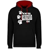 Shirtracer Geschenk für Hundebesitzer - Die mit dem Hund geht - M - Schwarz/Rot - Kapuzenpulli mit Hund - JH003 - Hoodie zweifarbig und Kapuzenpullover für Herren und D