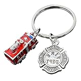 Amosfun Feuerwehrmann Schlüsselanhänger Feuerwehrfahrzeug Spielzeug Feuerwehr Keychain Glücksbringer Schlüsselringe Geschenk Auto Anhänger Kinder Mitgebsel Gastgeshenk für Radsp