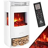 KESSER® Prio Elektrokamin mit Heizung Heizlüfter Fernbedienung 950/1900 W Kamin elektrisch LED-Flammeneffekt Kaminfeuer Elektro Kamin mit Thermostat 3-teiligem Panorama-Sichtfenster Heizfunktion T