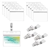 BELIOF 50 Stücke Metall Badge Clips mit 50 Pcs Kunststoff Ausweishülle Ausweishalter Clip mit Transparent Gürtel Gürtelclip Kartenhalter für Ausweis ID Karte Ab