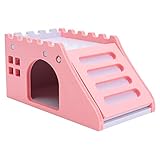 KDOAE Kleintier lebende Hütte Haustier kleines Tier Hideout Holz Hamster Haus Hütte Spielen Spielzeug kaut für Mäuse Hamster Gerbil Home (Color : Pink, Größe : 14x8x7cm)