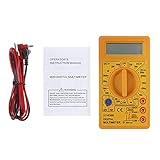 Multimeter-Tester LCD Digital-Multimeter AC DC 750-V 1000-V Digitale Mini-Multimetersonde for Voltmeter-Ampermeter-Ohm-Tester-Messgerät Kontinuitätstest (Color : Yellow)