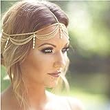 Deniferymakeup Braut Boho Gold Kopfkette Braut Kopfbedeckung Bohemian Hochzeit Haarschmuck