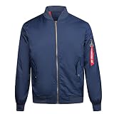 Pajiay Jacke Herren Stehkragen Loose Reißverschluss Jacke Herren Outdoor Camping Bergsteigen Sweatjacke Herren Frühling Herbst Winddichte Baseballuniform Herren C-Navy M