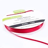 Vaessen Creative 301002-0009 Satinband Rot, 3 mm x 10 Meter, Schleifenband, Dekoband, Geschenkband und Stoffband für Hochzeit, Taufe und Geburtstagsgeschenke, 3MM