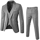 SUMTTER Herrenanzug Slim Fit 3-Teilig Business EIN Knopf Smoking Herren Anzug Festlich Hochzeit Party Anzüge Sakko Jacke Hose Weste Set S