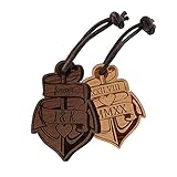 CHRISCK design Personalisierbarer Schlüsselanhänger im Anker Look | Schöne Gravur auf Holz für Männer Frauen Paare Freunde | Individuelle Geschenkidee Valentinstag Geburtstag W