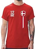 Fussball WM 2022 Fanartikel - 12. Mann Dänemark Fanshirt - L - Rot - em 2021 Tshirt Herren - L190 - Tshirt Herren und Männer T-S