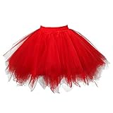 TIFIY Damen Tüllrock, 3 Lagiger Tutu kurzer Rock Elegant Mini Ballettrock Gaze kurzer Faltenrock