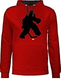 Shirtracer Eishockey Trikot Ersatz - Eishockeytorwart Towart Eishockey - M - Rot/Schwarz - Eishockey Hoodie - JH003 - Hoodie zweifarbig und Kapuzenpullover für Herren und D