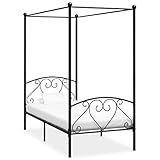 vidaXL Himmelbett Bett Bettgestell Einzelbett Metallbett Bettrahmen Lattenrost Schlafzimmerbett Schlafzimmermöbel Ehebett Schwarz 90x200