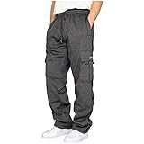 HFStorry Jogginghose Herren Hose mit Reißverschluss Taschen Herren Seil lockernde Taille Einfarbige Taschenhose Lose Sporthose Einfarbig Weiche F