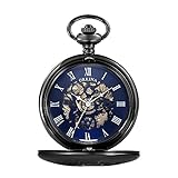 XYZK Quarz-Taschenuhr, Uhren-Flip, mechanische Taschenuhr, kann als Geschenk verwendet werden, römische geschnitzte Taschenuhr, mechanische Taschenuhr für Herren, b