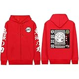 xrbanime Herren Damen Uzui Tengen Hoodie Kimetsu no Yaiba Strickjacke Anime Druck Sweatshirt Kimetsu no Yaiba Kapuzenpullover mit Reiß