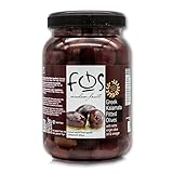 Alibabashop (FOS) - Jumbo Kalamata Oliven ohne Stein schwarz - griechische Kalamata Oliven entsteint in Lake und extra virgin Olivenöl 1 kg