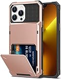 Cnarery Schutzhülle für iPhone 13 Pro, Brieftasche, 4 Kreditkartenfächer, Klapphülle, Design, ID-Slot, Rücktasche, doppellagig, Hybrid-Schutz, Stoßfänger für iPhone 13 Pro 6.1 (Roségold)