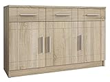 Kommode Vita mit Schubladen und Fächer, Anrichte, Highboard, Mehrzweckschrank, Wohnzimmerschrank, Diele & Flur, Sideboard, Wohnzimmer Set (Eiche Sonoma, 3F3S)