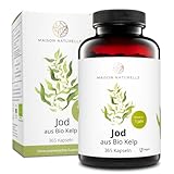 MAISON NATURELLE® | Bio Kelp Kapseln (365 Stück) - 100% reine Jod Tabletten, Extrakt aus Braunalgen ohne Zusätze – optimal dosiert mit 195 µg natürlichem Jod je Kapsel - 100% Veg