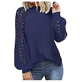 HHOP Tops Damen Spitze Tunika Damen Pullover Dunkelbraun seidentunika ausgefallene Kleider longleave Damen blusen top Damen Pullover Damen Sale Festliche Oberteile Damen dünne Jack