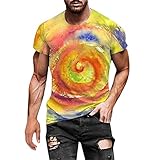 Kurzarmshirt Herren Mit Knopfleiste T-Shirts Frühling Sommer Mode Slim Fit Rundhalsausschnitt Kurzarm Geometrischer Druck Coole Tops Shirt Kurzarm-Oberteil Sommerhemd Freizeitshemd Ob