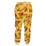 KMMBBTY Männer Lose Jogginghose Essen 3D Print Pommes Chips Jogginghose Plus Size Mann Jogginghose French Fries Chip S