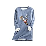 Frauen Pullover Bluse Weihnachten Plüsch Sweatershirt Rundhals Langarm Ugly Christmas Jumper 3D Gedruckt Weihnachten Pullover Teenager Mädchen Weihnachtspulli Weihnachtsmann Christmas Sw