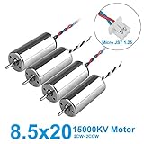 MakerStack 4pcs 8520 Motor 8.5x20mm 15000KV Bürstenmotoren 1.0mm Welle mit Micro JST 1.25 2P-Stecker CW CCW 8520 Coreless Motoren für Tiny 8X RC Drone Quadcop