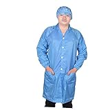 X-DREE Unisex - Blauer Punktkragen - Anti - Static - Reinraum - ESD - Ganzanzug mit Cap S(Unisex Blue Point Collar Anti statico Clean Room ESD Overall Gown con cappuccio S