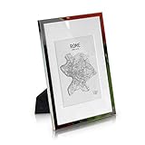 A4 Bilderrahmen Silber - Mit Passepartout für 20x15 cm Foto - Front aus Glas - 1,5 cm Rahmenbreite - Versilb