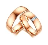 Aundiz Ehering Frau Weissgold Hochzeitsring Glänzend mit Zirkonia mit Kostenlos Gravur Größe 52mm bis 67mm Rose G