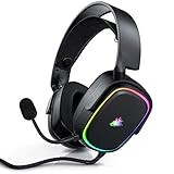 CSL - Titanwolf PC Headset 7.1 Virtuell Surround - 1,95 cm Kabel mit Stoffummantelung - Mikrophon entnehmbar - Kabelfernbedienung mit Lautstärke - Mikro - RGB - Backlight LED - auch für PS4 PS5