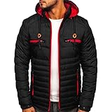 ZDDHOODY Herren Leicht Daunenjacke mit Kapuze Herbst Winter Reißverschluss Warme Outdoor Winddicht Kordel Sweatjacke Sportjacken Funktionsjacke Freizeitjacke Softshelljacke Übergangsjack